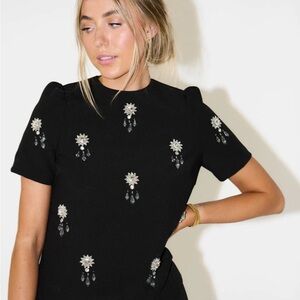 Elegant Black Midi Dress with Embellishments